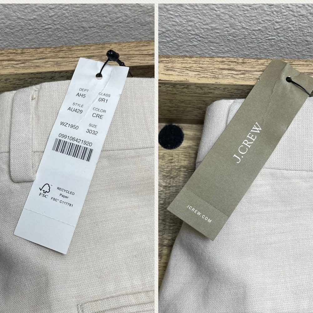 J.Crew Ludlow Slim Pants Baird McNutt Irish Linen Cotton Cream 30x32 New *READ* - Picture 3 of 9